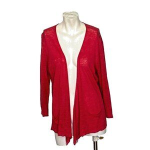 ❤Eileen Fisher Women M 100% LINEN Pink Open Front Cardigan Sweater Beach Coastal